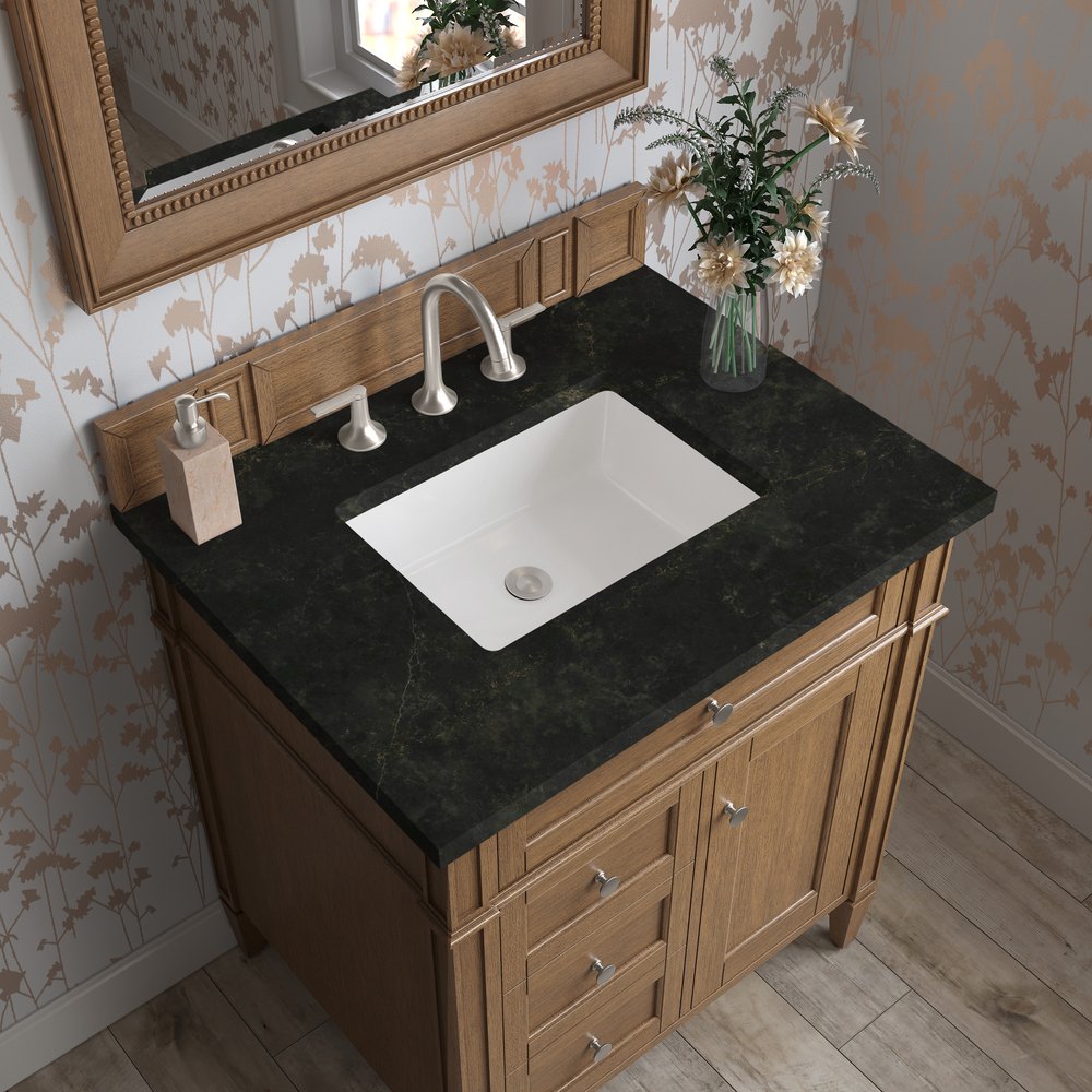 James Martin - Brittany 30" Single Vanity, Saddle Brown, w/ 3 CM Phantome Eclos Top - 650-V30-SBR-3PHT view 5