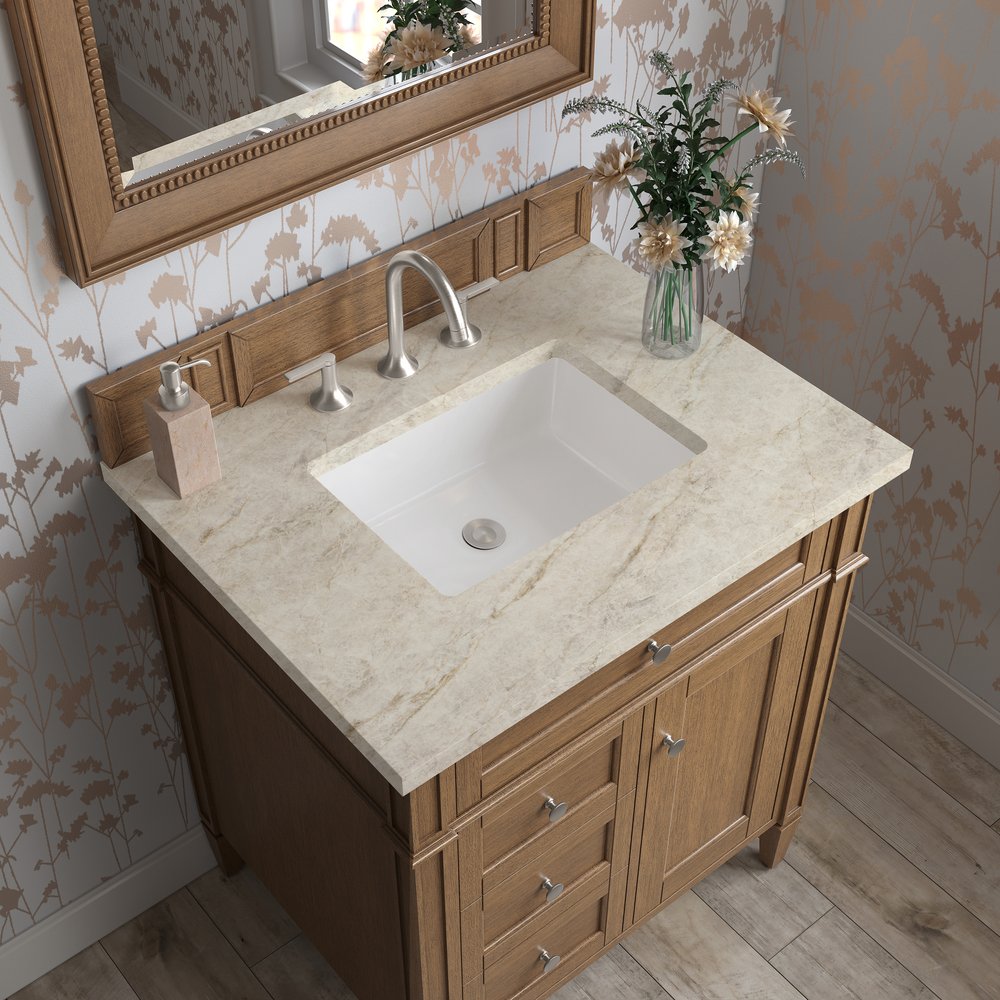 James Martin - Brittany 30" Single Vanity, Saddle Brown, w/ 3 CM Tajnar Eclos Top - 650-V30-SBR-3TJR view 5