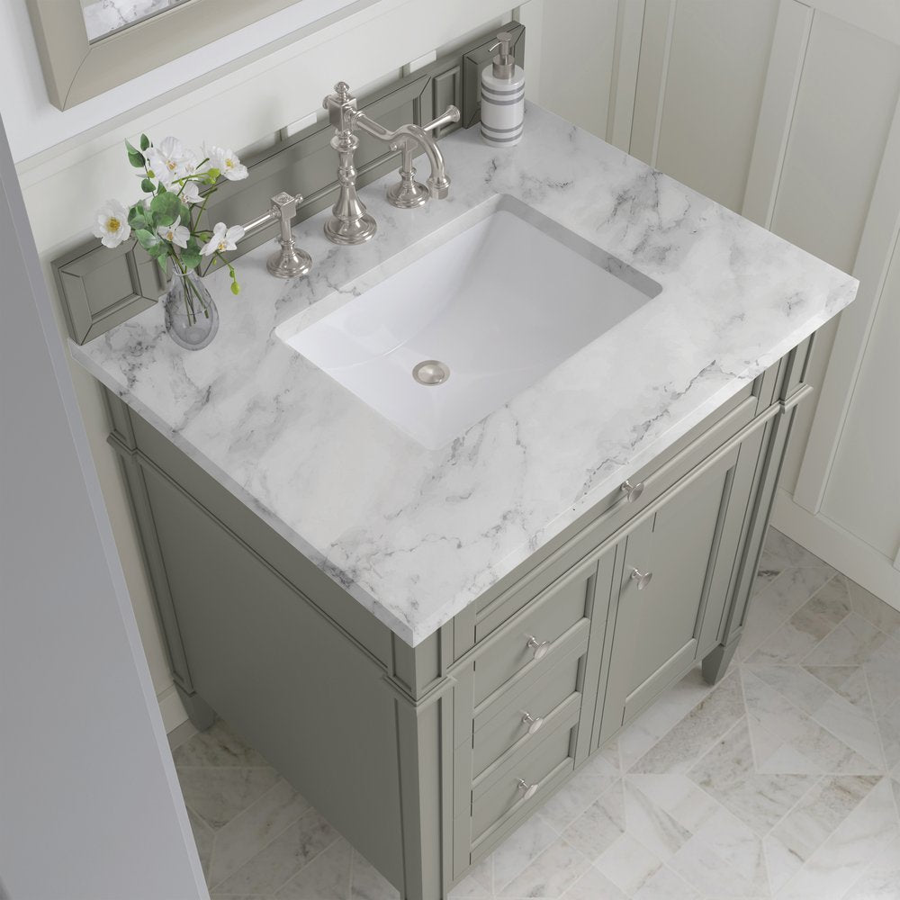 James Martin - Brittany 30" Single Vanity, Urban Gray w/ 3 CM Carrara Marble Top - 650-V30-UGR-3CAR view 6