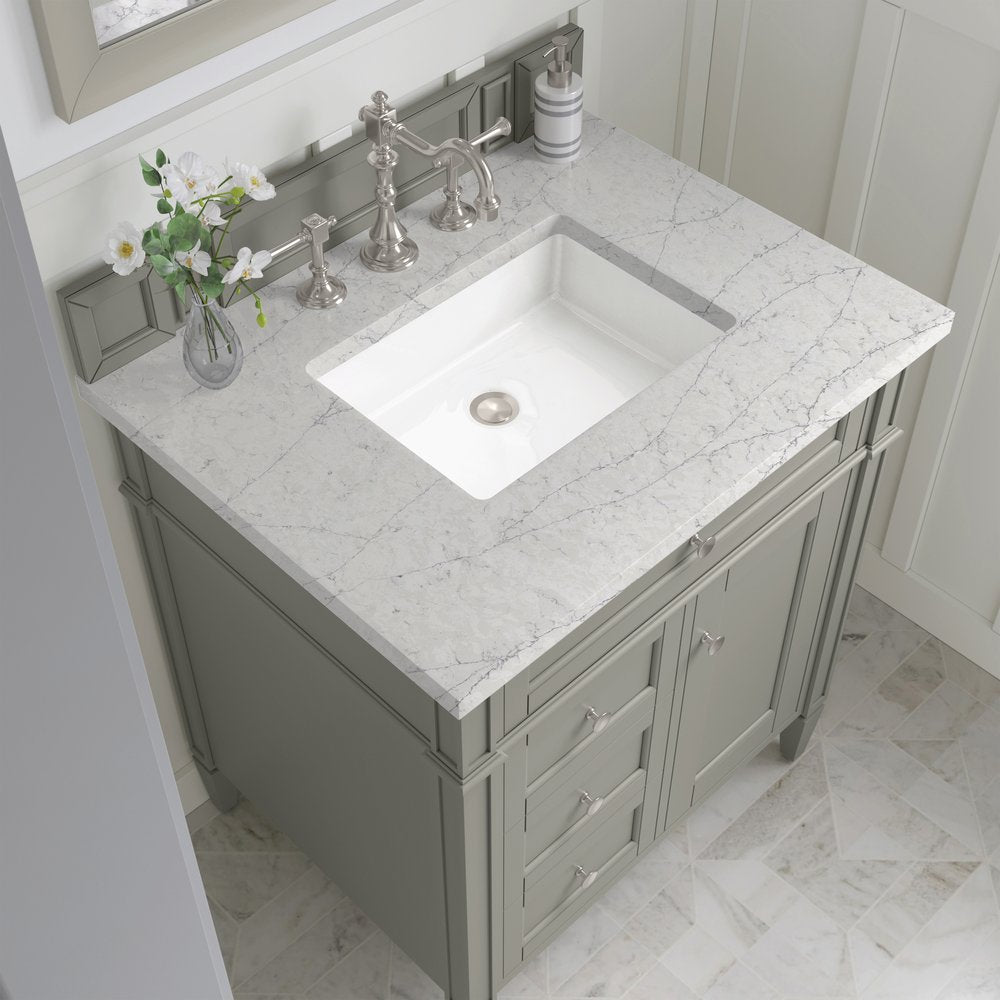 James Martin - Brittany 30" Single Vanity, Urban Gray, w/ 3 CM Eternal Jasmine Pearl Silestone Top - 650-V30-UGR-3EJP view 6