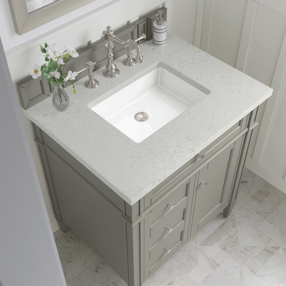 James Martin - Brittany 30" Single Vanity, Urban Gray, w/ 3 CM Lime Delight Silestone Top - 650-V30-UGR-3LDL view 6