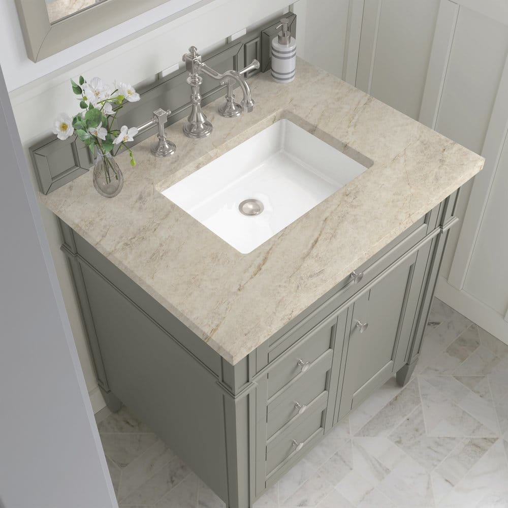 James Martin - Brittany 30" Single Vanity, Urban Gray, w/ 3 CM Tajnar Eclos Top - 650-V30-UGR-3TJR view 5