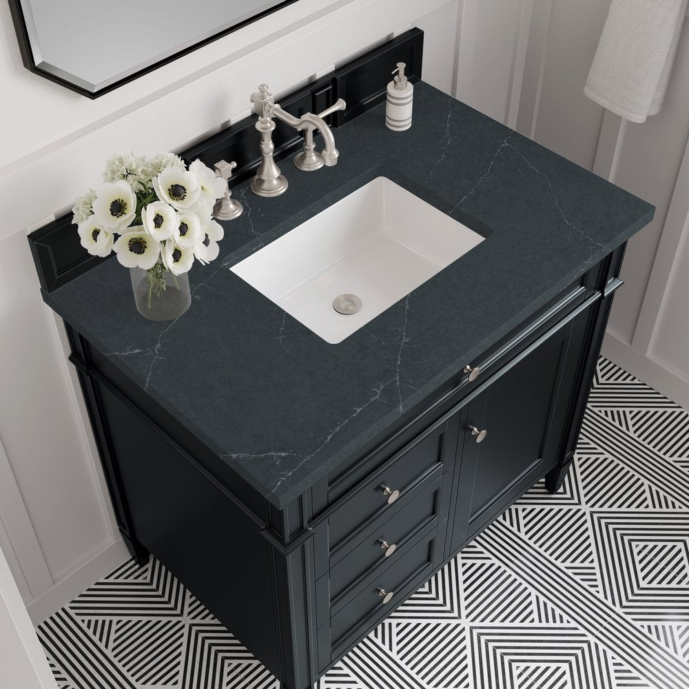 James Martin - Brittany 36" Single Vanity, Black Onyx w/ 3 CM Charcoal Soapstone Silestone Top - 650-V36-BKO-3CSP view 5