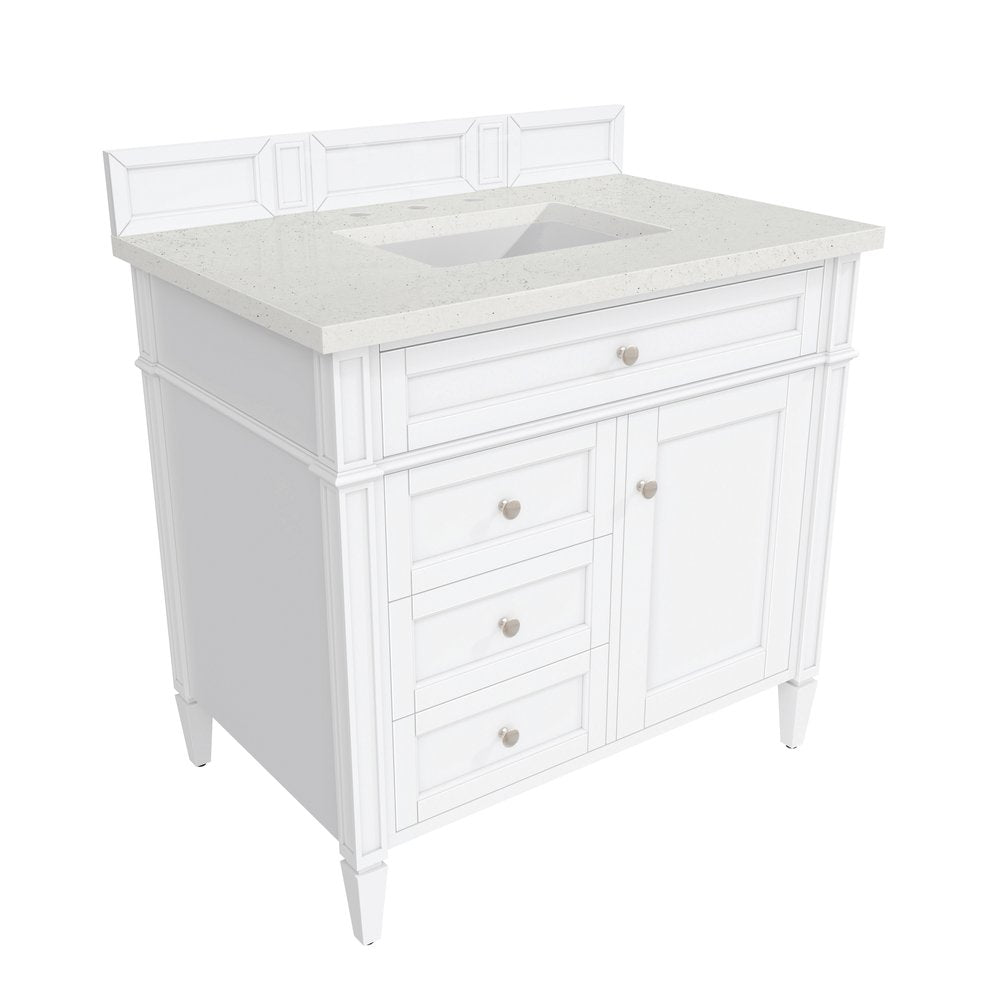 James Martin - Brittany 36" Single Vanity, Bright White w/ 3 CM Lime Delight Silestone Top - 655-V36-BW-3LDL view 8