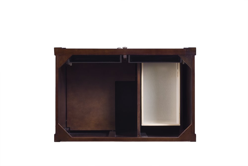 James Martin - Brittany 36" Single Vanity, Burnished Mahogany w/ Single Hole 3 CM White Zeus Silestone Top & Backsplash - 650-V36-BNM-1WZ view 3