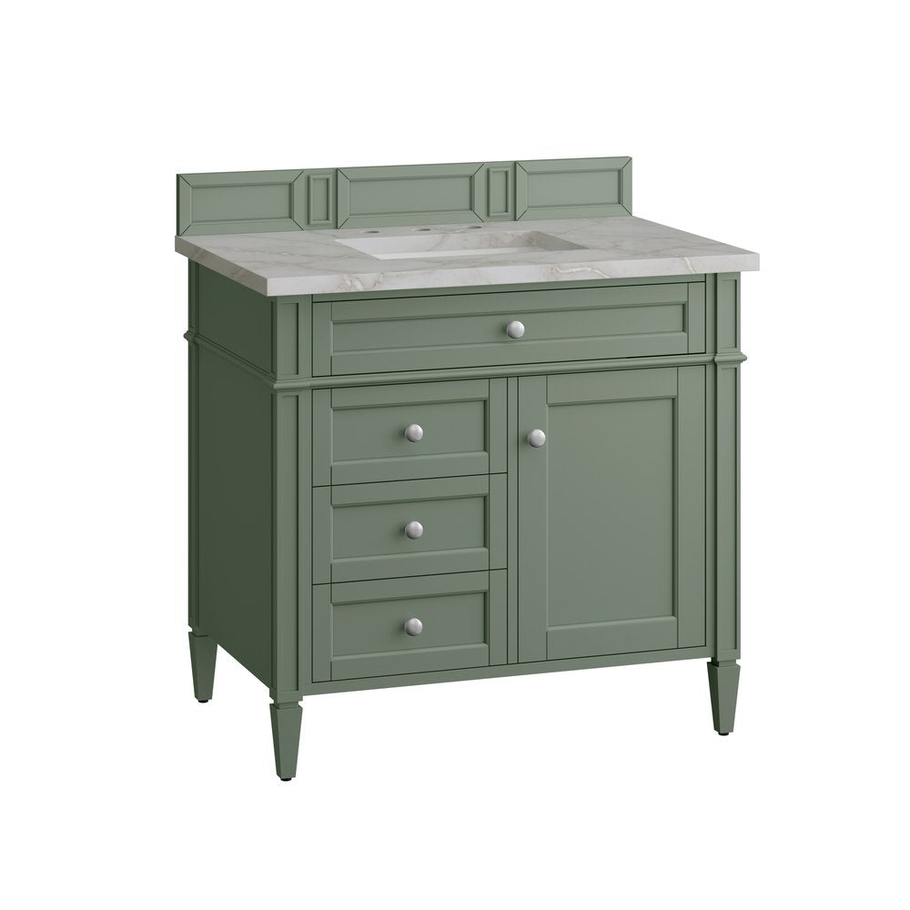 James Martin - Brittany 36" Single Vanity, Smokey Celadon w/ 3 CM Victorian Silver Top - 650-V36-SC-3VSL view 6