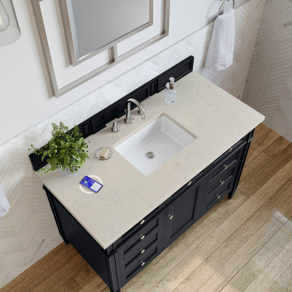 James Martin - Brittany 48" Single Vanity, Black Onyx, w/ 3 CM Siberian Silestone Top w/FreePower Wireless Charger - 650-V48-BKO-FSFR view 6