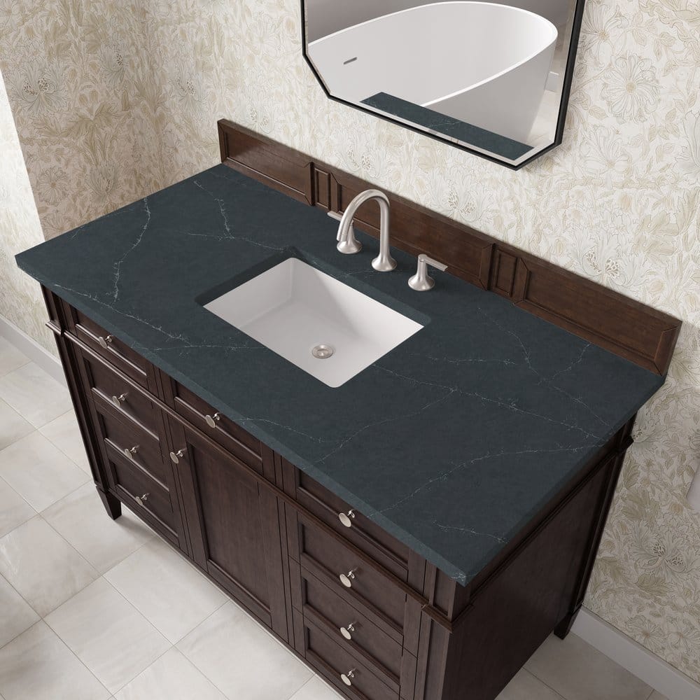James Martin - Brittany 48" Single Vanity, Burnished Mahogany w/ 3 CM Charcoal Soapstone Silestone Top - 650-V48-BNM-3CSP view 7
