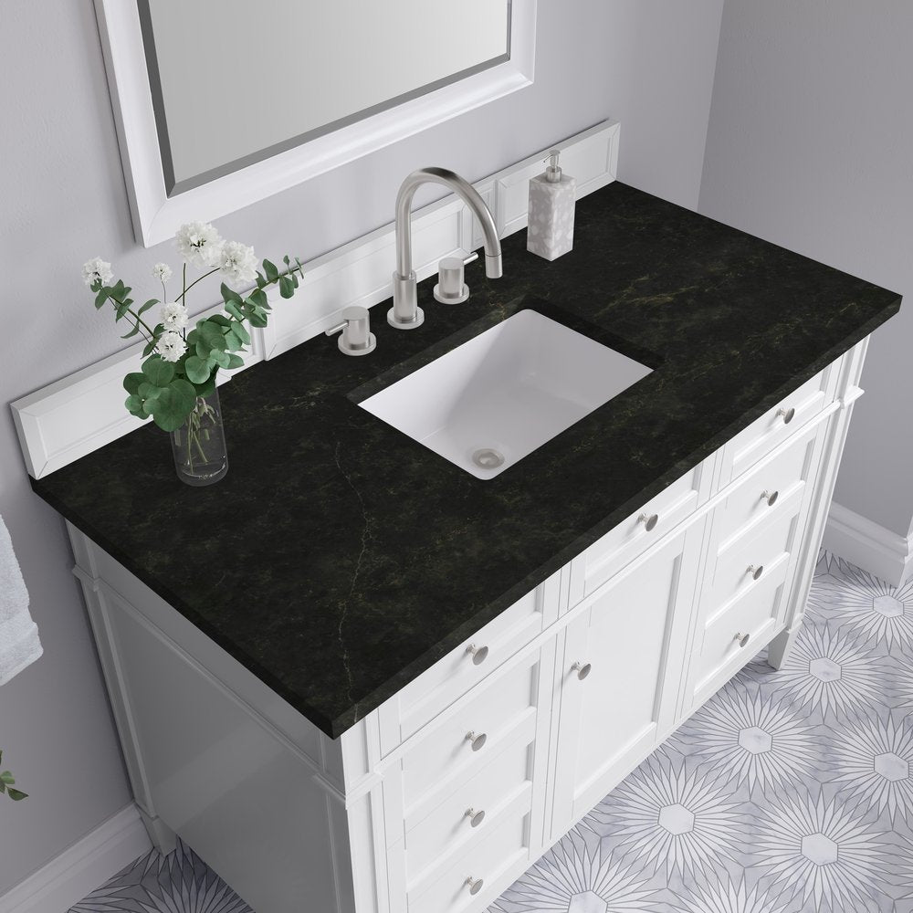 James Martin - Brittany 48" Single Vanity in Bright White, w/ 3 CM Phantome Eclos Top - 655-V48-BW-3PHT view 6