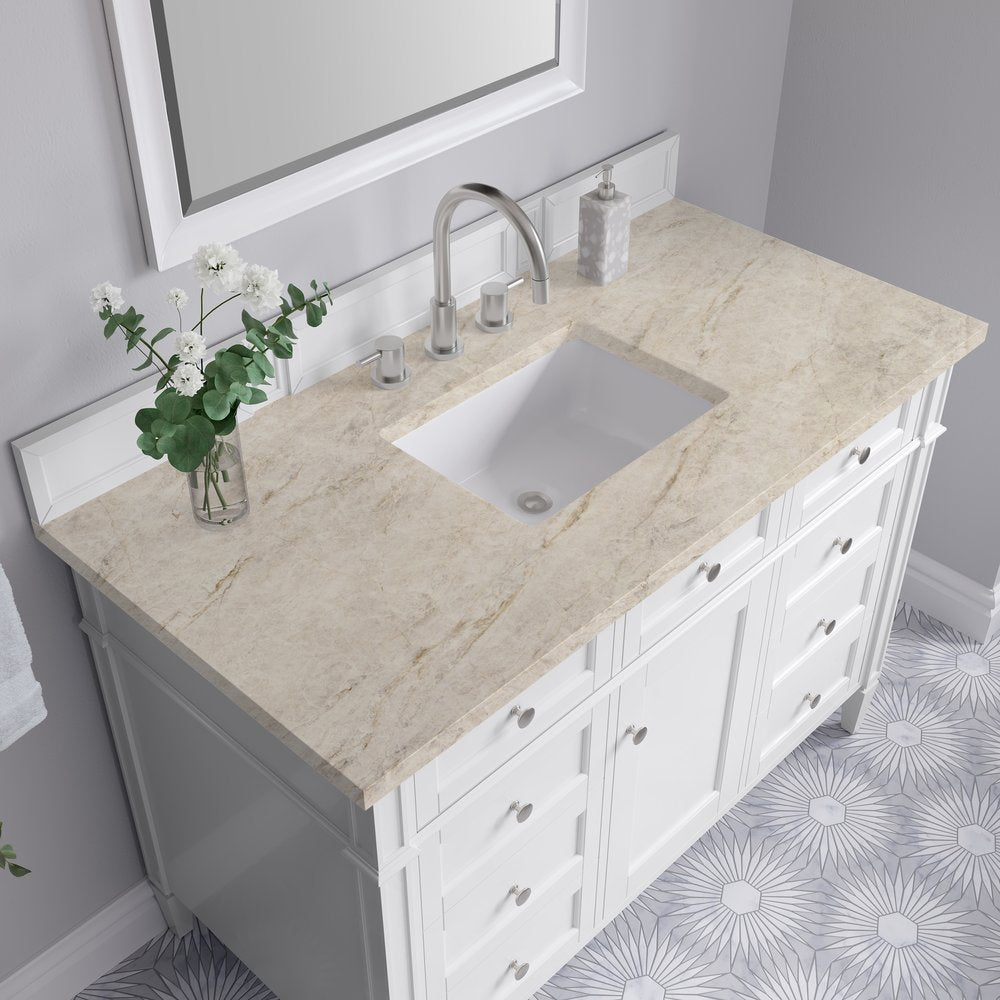 James Martin - Brittany 48" Single Vanity in Bright White, w/ 3 CM Tajnar Eclos Top - 655-V48-BW-3TJR view 6