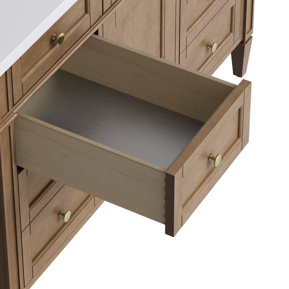 James Martin - Brittany 48" Single Vanity, Pecan w/ 3 CM Eternal Jasmine Pearl Silestone Top - 655-V48-PCN-3EJP view 13