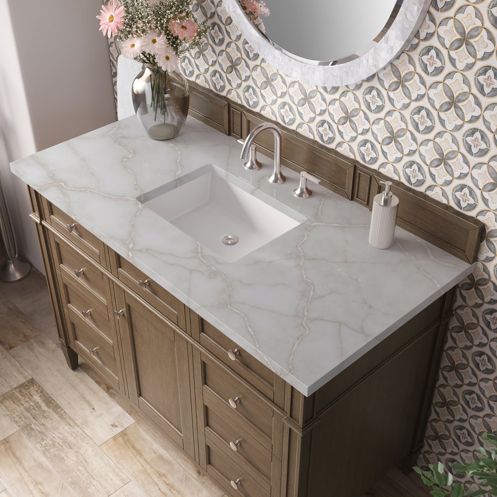James Martin - Brittany 48" Single Vanity, Saddle Brown w/ 3 CM Victorian Silver Silestone Top - 650-V48-SBR-3VSL view 7