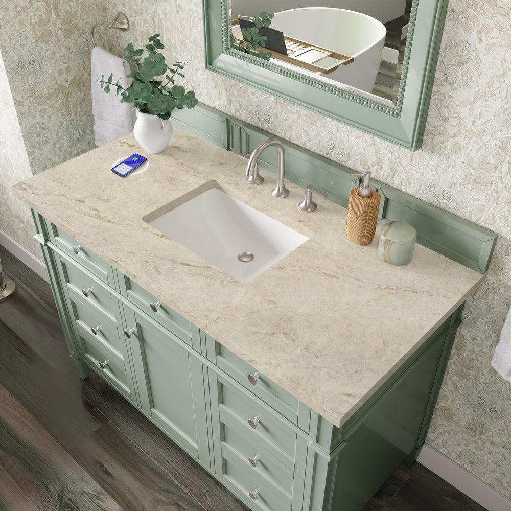 James Martin - Brittany 48" Single Vanity, Sage Green, w/ 3 CM Tajnar Eclos Top w/FreePower Wireless Charger - 650-V48-SGR-FTJR view 6