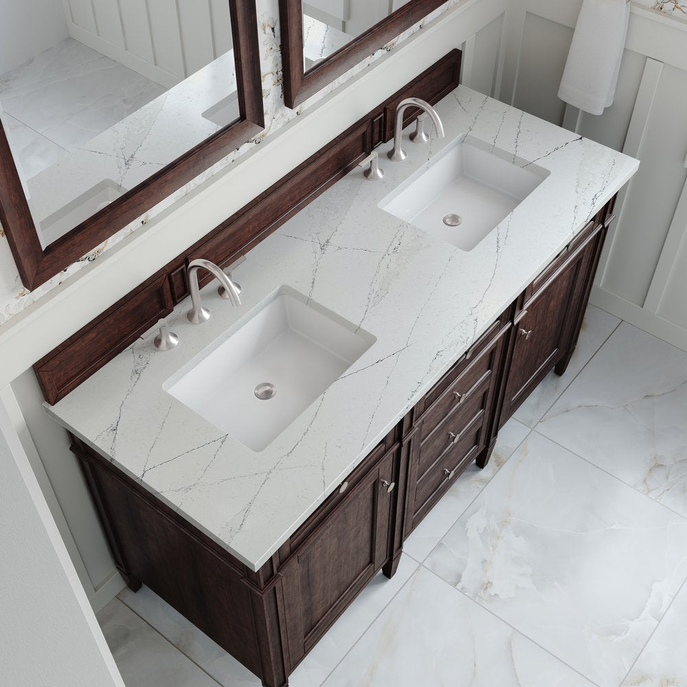 James Martin - Brittany 60" Double Vanity, Burnished Mahogany w/ 3 CM Ethereal Noctis Silestone Top - 650-V60D-BNM-3ENC view 7