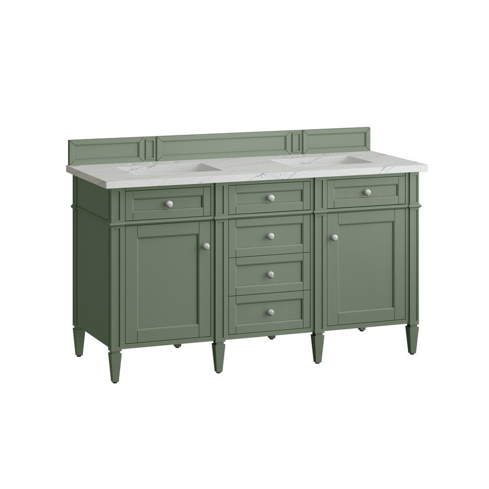 James Martin - Brittany 60" Double Vanity, Smokey Celadon w/ 3 CM Ethereal Noctis Top - 650-V60D-SC-3ENC view 7