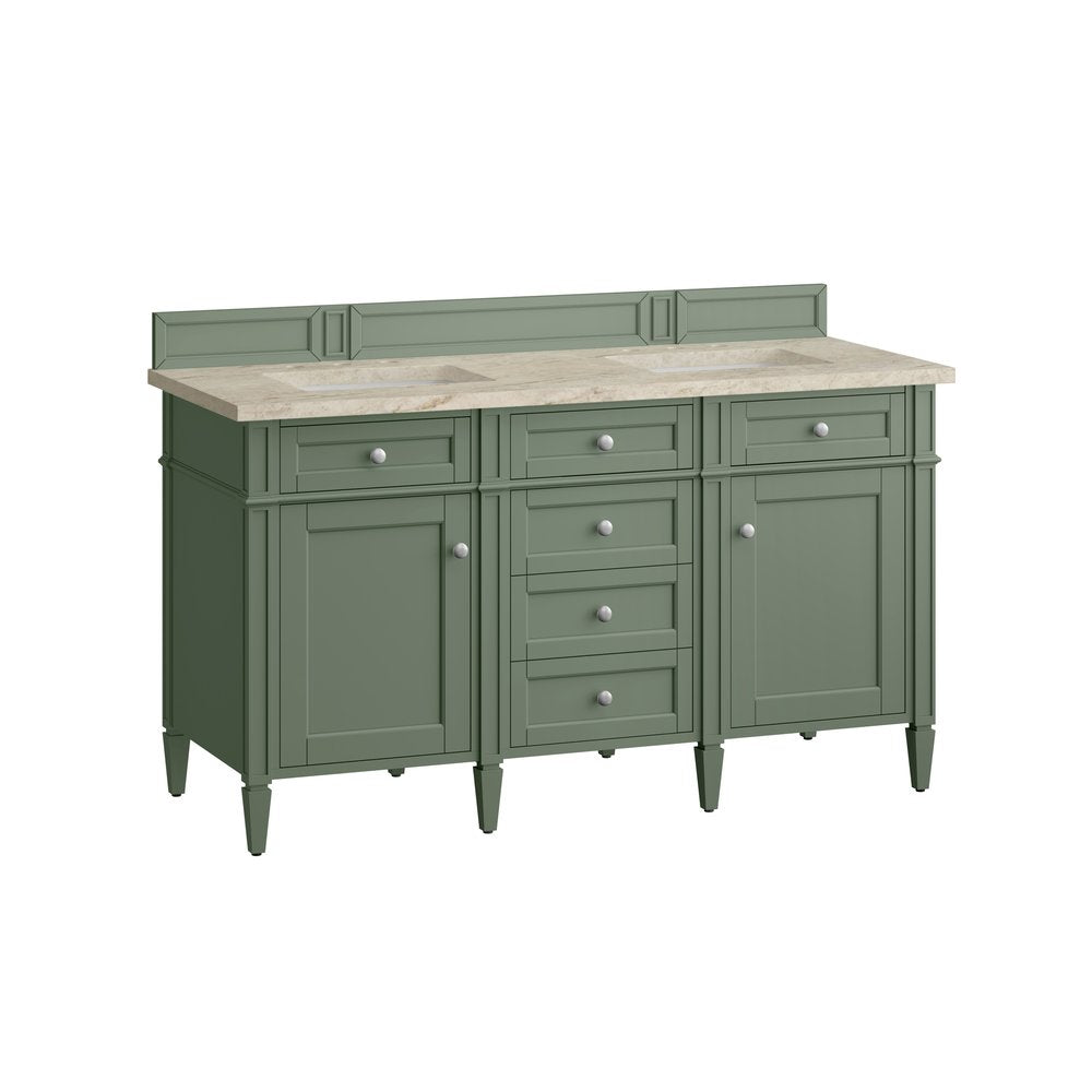 James Martin - Brittany 60" Double Vanity, Smokey Celadon, w/ 3 CM Tajnar Eclos Top - 650-V60D-SC-3TJR view 7