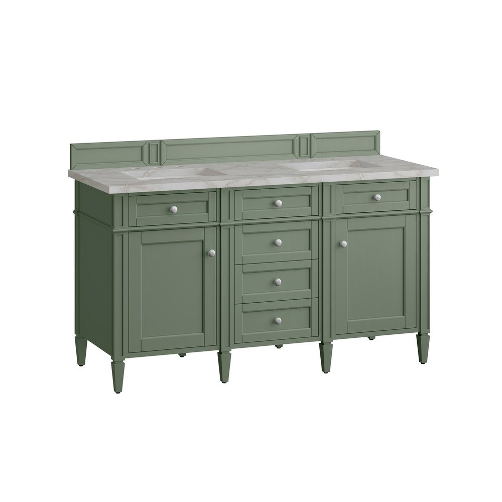 James Martin - Brittany 60" Double Vanity, Smokey Celadon w/ 3 CM Victorian Silver Top - 650-V60D-SC-3VSL view 7