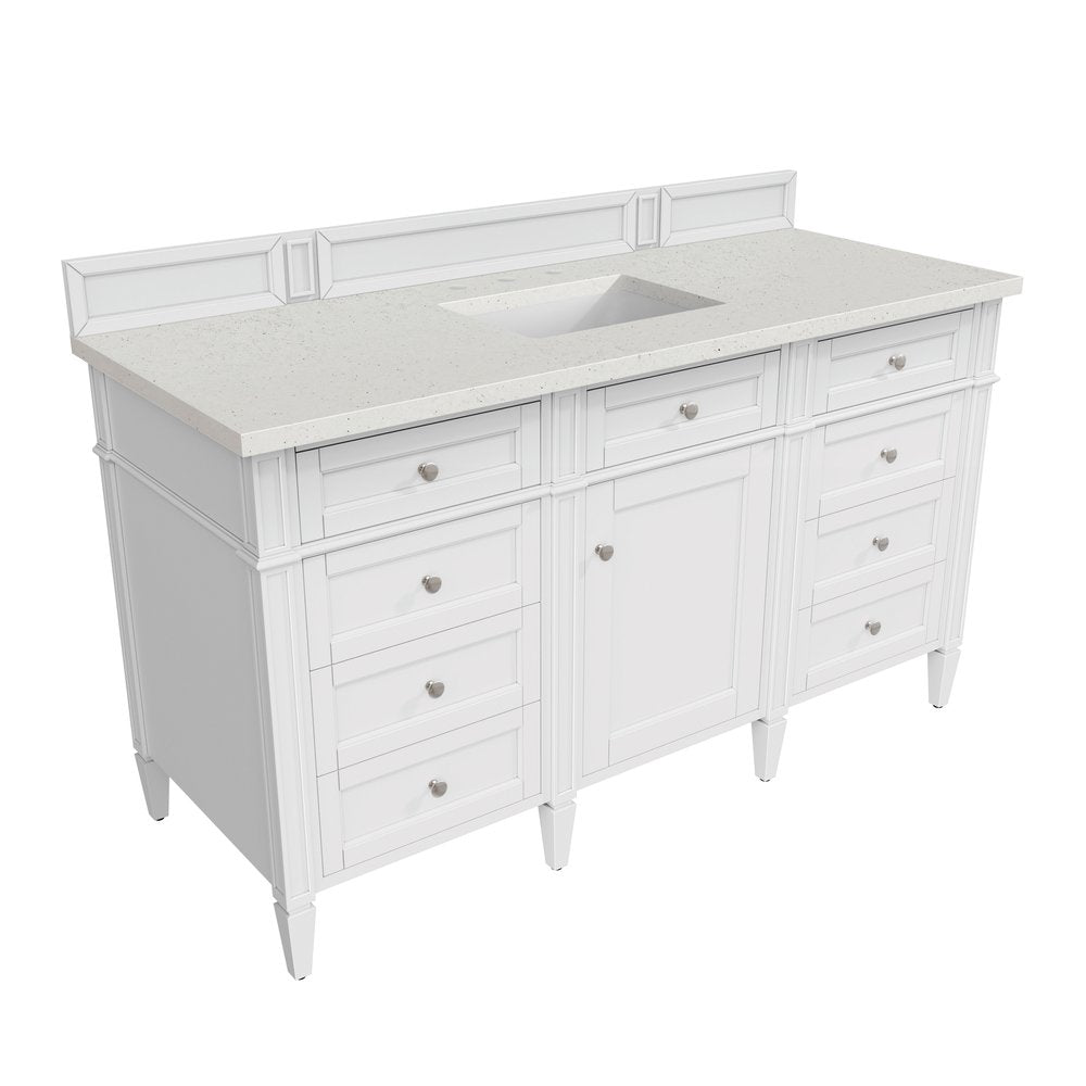 James Martin - Brittany 60" Single Vanity, Bright White w/ 3 CM Lime Delight Silestone Top - 655-V60S-BW-3LDL view 8