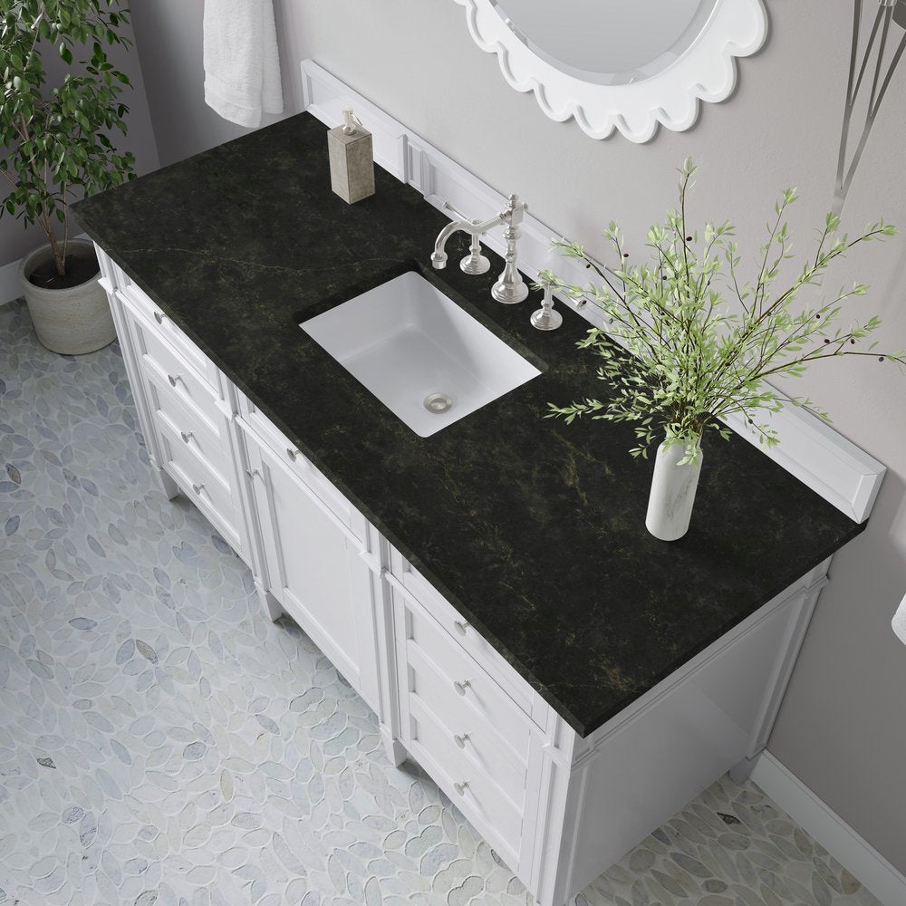 James Martin - Brittany 60" Single Vanity in Bright White, w/ 3 CM Phantome Eclos Top - 655-V60S-BW-3PHT view 6