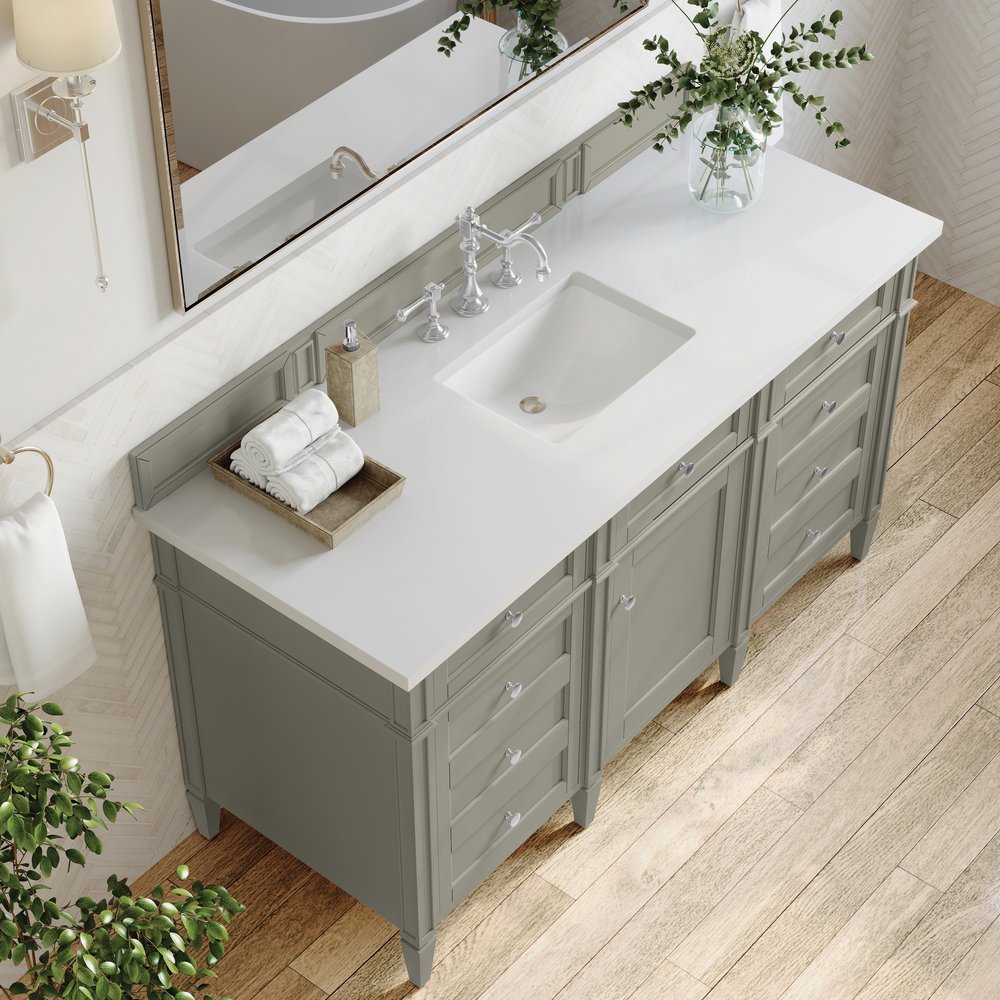 James Martin - Brittany 60" Single Vanity, Urban Gray w/ 3 CM White Zeus Silestone Top - 650-V60S-UGR-3WZ view 5