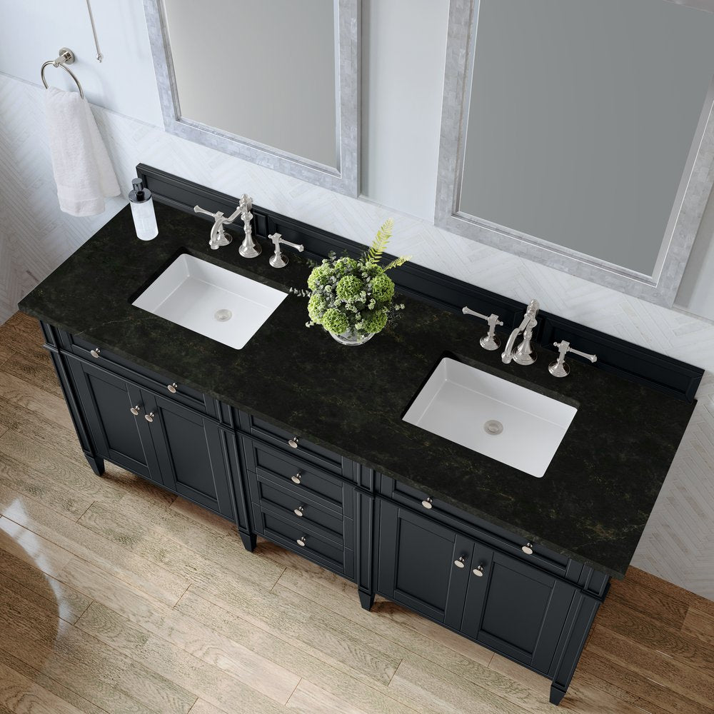 James Martin - Brittany 72" Double Vanity, Black Onyx, w/ 3 CM Phantome Eclos Top - 650-V72-BKO-3PHT view 6