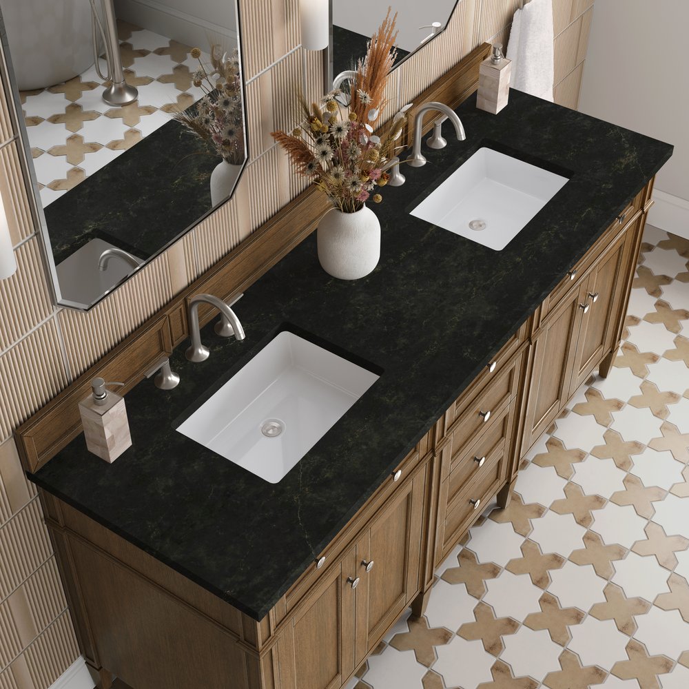 James Martin - Brittany 72" Double Vanity, Saddle Brown, w/ 3 CM Phantome Eclos Top - 650-V72-SBR-3PHT view 6