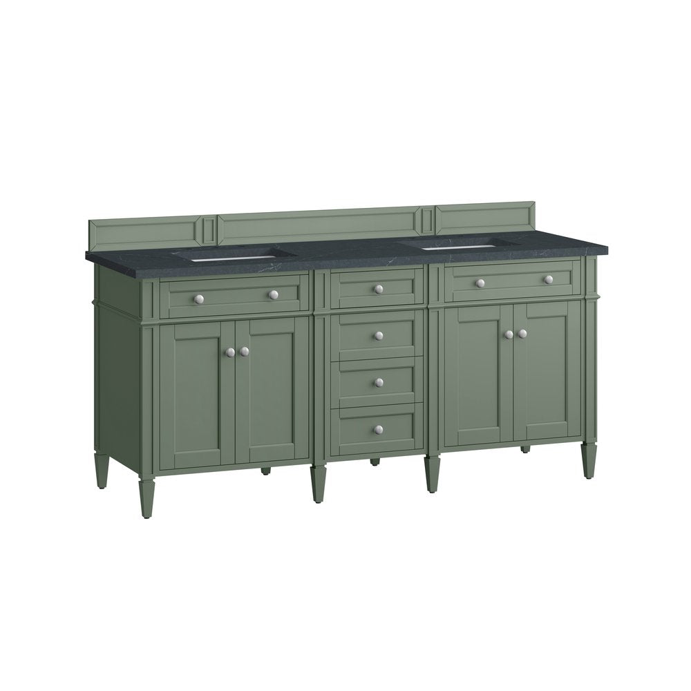 James Martin - Brittany 72" Double Vanity, Smokey Celadon w/ 3 CM Charcoal Soapstone Top - 650-V72-SC-3CSP view 7