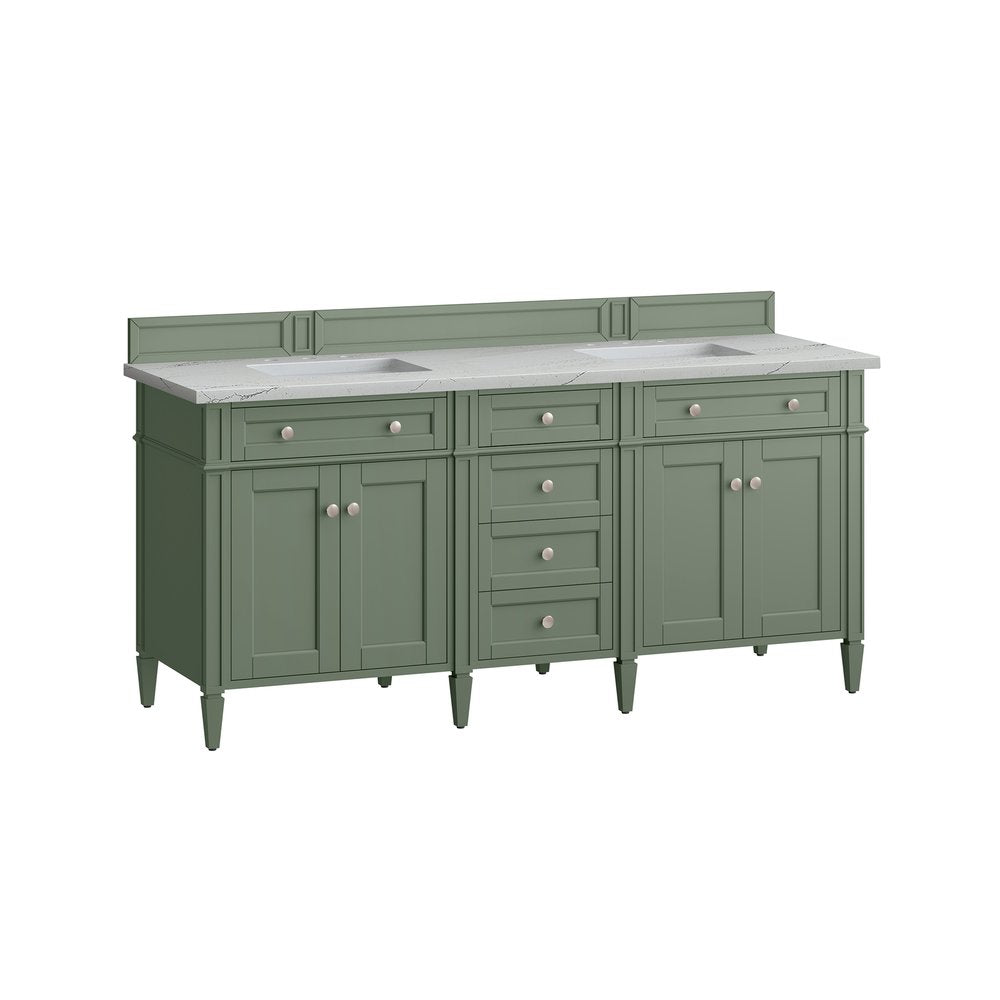 James Martin - Brittany 72" Double Vanity, Smokey Celadon w/ 3 CM Ethereal Noctis Top w/FreePower Wireless Charger - 650-V72-SC-FENC view 9