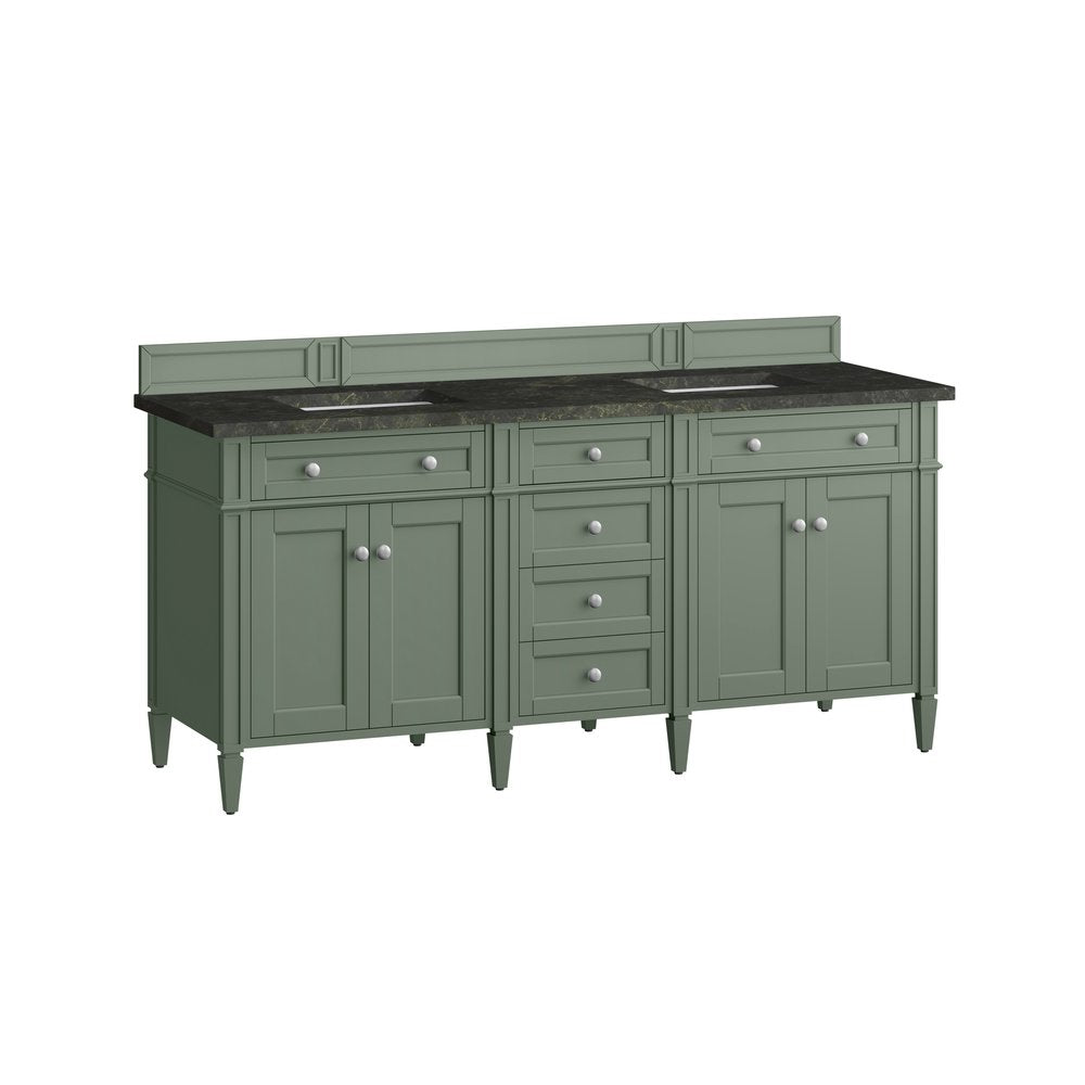 James Martin - Brittany 72" Double Vanity, Smokey Celadon, w/ 3 CM Phantome Eclos Top - 650-V72-SC-3PHT view 7
