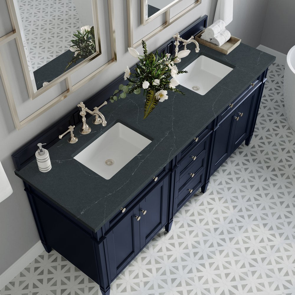 James Martin - Brittany 72" Double Vanity, Victory Blue w/ 3 CM Charcoal Soapstone Silestone Top - 650-V72-VBL-3CSP view 7
