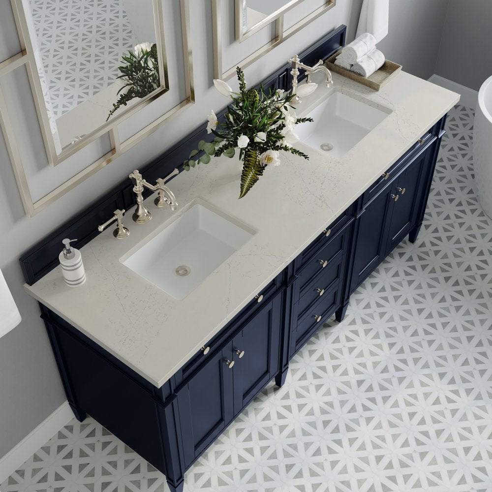 James Martin - Brittany 72" Double Vanity, Victory Blue, w/ 3 CM Siberian Silestone Top - 650-V72-VBL-3SFR view 6