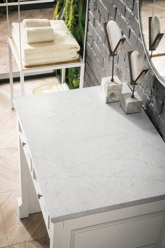 James Martin - De Soto 30" Countertop Unit, Bright White w/ 3 CM Eternal Jasmine Pearl Silestone Top - 825-CU30-BW-3EJP view 2