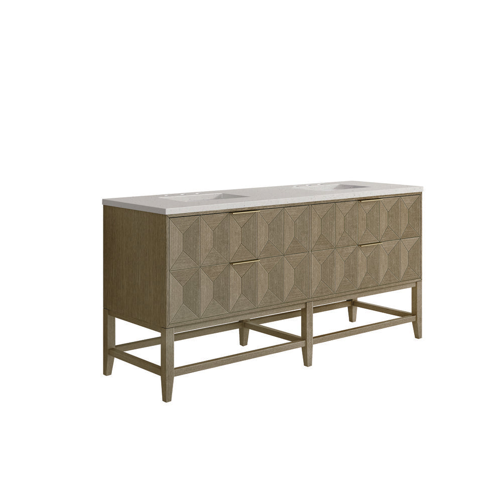 James Martin - Emmeline 72" Double Vanity, Pebble Oak w/ 3 CM Lime Delight Top - D100-V72-PBO-3LDL view 6