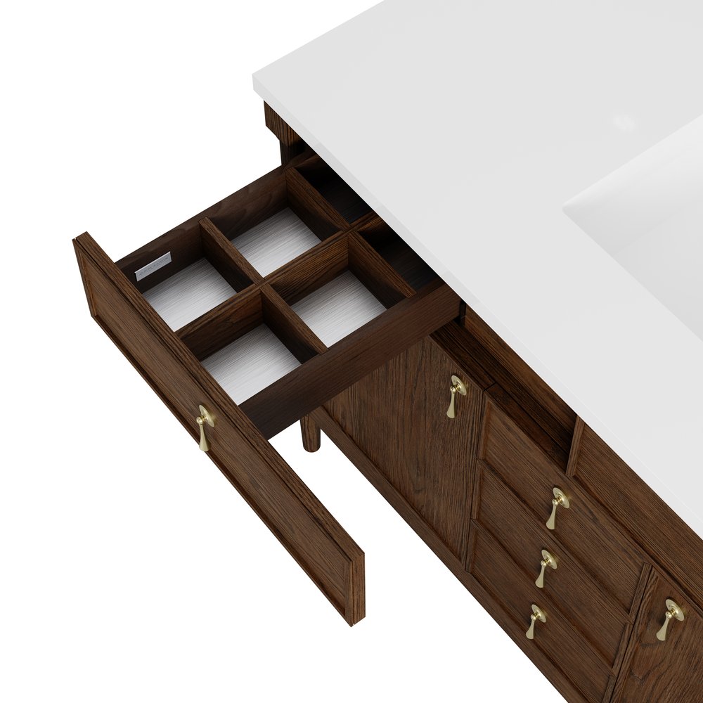 James Martin - Kinnsden 48" Single Vanity, Sable Oak w/ 3 CM Siberian Silestone Top - D680-V48-SBK-3SFR view 15