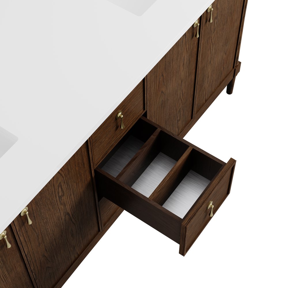 James Martin - Kinnsden 72" Double Vanity Cabinet, Sable Oak - D680-V72-SBK view 9