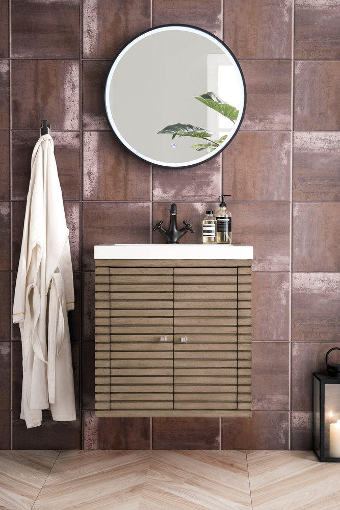 James Martin - Linden 24" Single Vanity, Whitewashed Walnut w/ White Glossy Composite Stone Top - E213V24WWWWG view 12