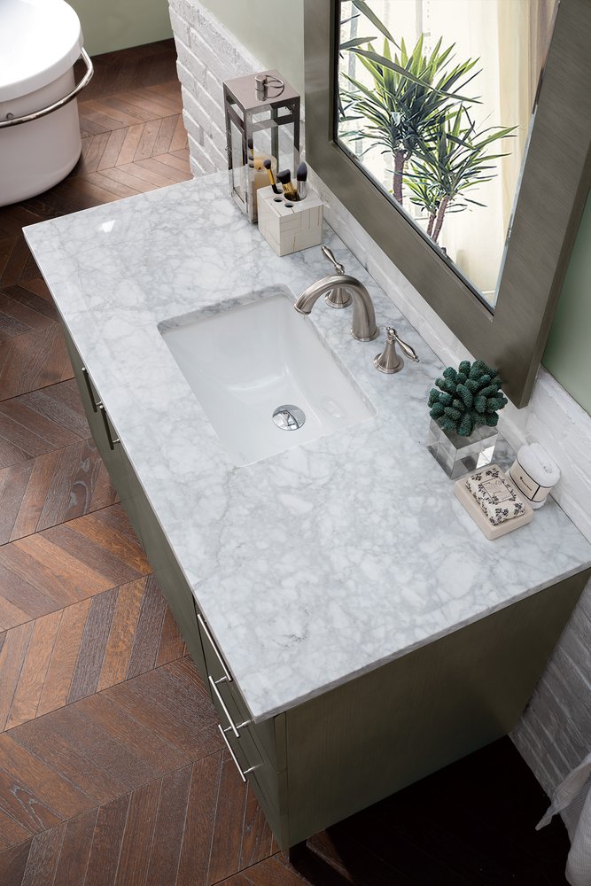 James Martin - Metropolitan 48" Single Vanity, Silver Oak w/ 3 CM Carrara Marble Top - 850-V48-SOK-3CAR view 5