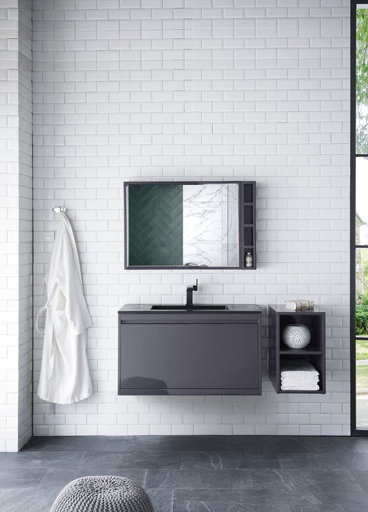 James Martin - Milan 12" Storage Cabinet (Short), Modern Grey Glossy - 803-SC1220-MGG view 2
