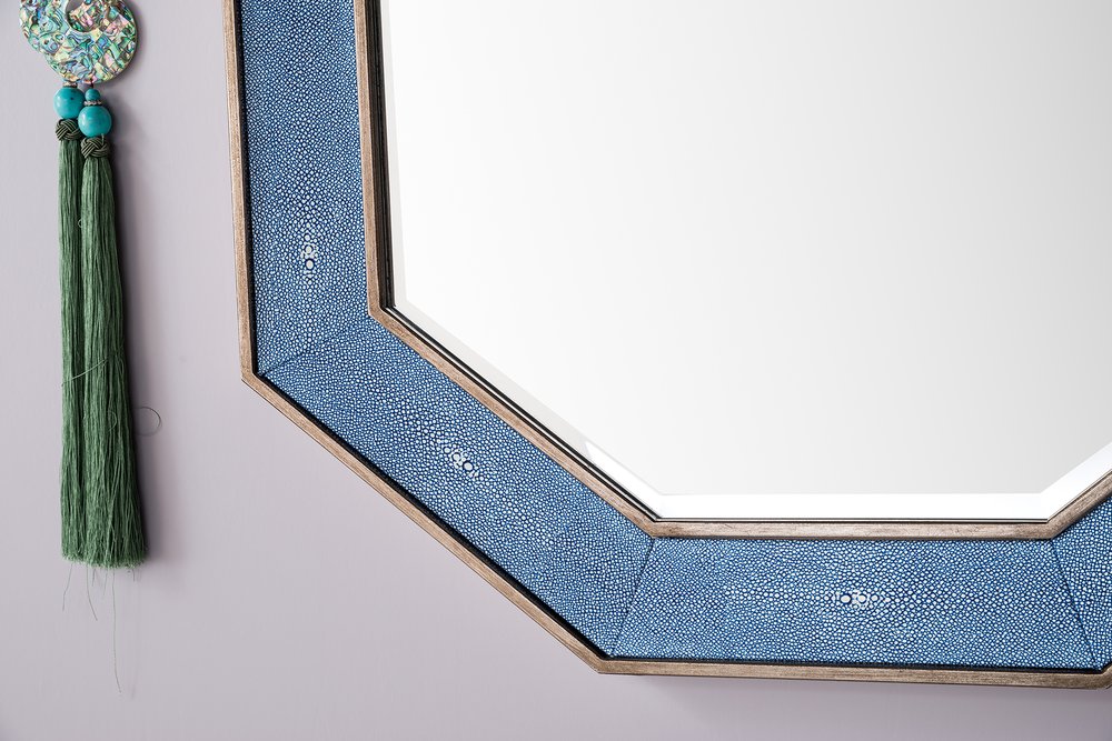 James Martin - Tangent 30" Mirror, Silver w/ Delft Blue - 963-M30-SL-DB view 5