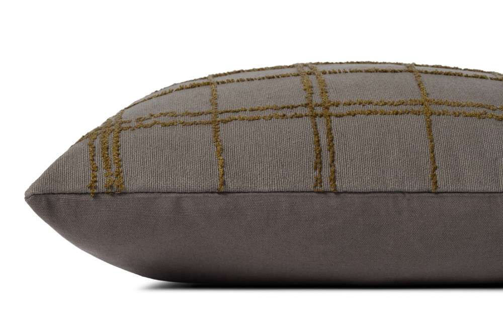 Jean Stoffer x Loloi - Edward Charcoal / Olive 18 x 18 Cover w/Poly Pillow - PSETPJS0010CCOLPIL1 veiw 2