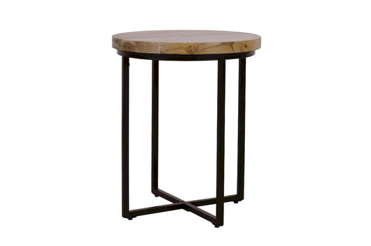 Jofran - Ames Solid Wood Modern 20in Round End Table - Natural and Black - 2058-6 view 2