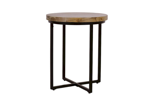 Jofran - Ames Solid Wood Modern 20in Round End Table - Natural and Black - 2058-6 view 2