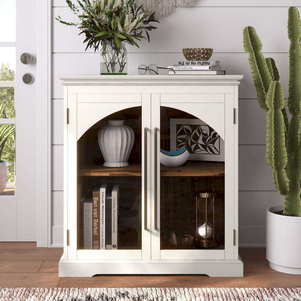 Jofran - Archdale 33in Gothic Arch Transitional Accent Storage Cabinet with Glass Doors in White - 2293-33 view 11