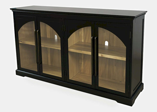 Jofran - Archdale 65in Gothic Arch Transitional Sideboard Storage Cabinet with Glass Doors in Black - 2295-65 view 2