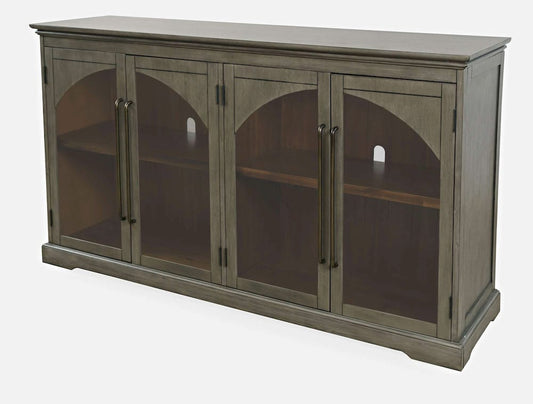 Jofran - Archdale 65in Gothic Arch Transitional Sideboard Storage Cabinet with Glass Doors in Grey - 2294-65 view 2