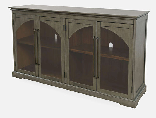 Jofran - Archdale 65in Gothic Arch Transitional Sideboard Storage Cabinet with Glass Doors in Grey - 2294-65 view 2