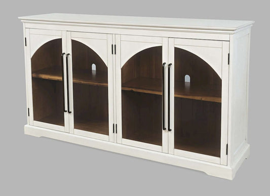 Jofran - Archdale 65in Gothic Arch Transitional Sideboard Storage Cabinet with Glass Doors in White - 2293-65 view 2