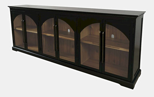 Jofran - Archdale 96in Gothic Arch Transitional Sideboard Storage Cabinet with Glass Doors in Black - 2295-96 view 2