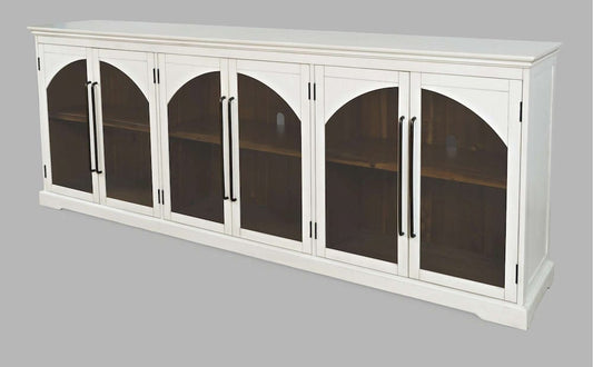 Jofran - Archdale 96in Gothic Arch Transitional Sideboard Storage Cabinet with Glass Doors in White - 2293-96 view 2