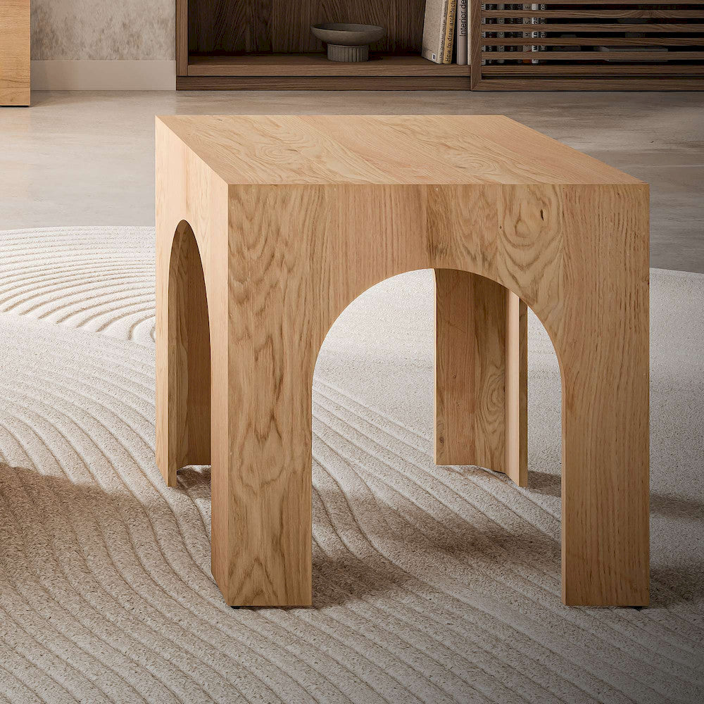 Jofran - Archimedes 20in Arched Wood Square Modern Rustic End Table in Oak - 2430-3 view 7